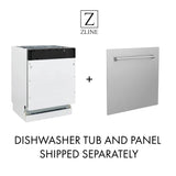 ZLINE Autograph 18" DuraSnow Dishwasher, Black handle DWVZ-SN-18-MB