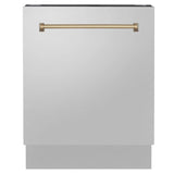 ZLINE Autograph 24" Dishwasher Stainless Door, Champagne Bronze Handle DWVZ-304-24-CB