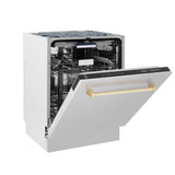 ZLINE Autograph 24" Dishwasher Stainless Door, Gold Handle DWVZ-304-24-G
