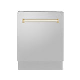 ZLINE Autograph 24" Dishwasher Stainless Door, Gold Handle DWVZ-304-24-G