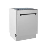 ZLINE Autograph 24" Dishwasher Stainless Door, Matte Black Handle DWVZ-304-24-MB