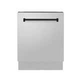 ZLINE Autograph 24" Dishwasher Stainless Door, Matte Black Handle DWVZ-304-24-MB