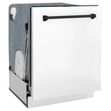 ZLINE Autograph 24" Dishwasher White Door, Black Handle DWMTZ-WM-24-MB