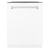 ZLINE Autograph 24" Dishwasher White Door, Gold DWMTZ-WM-24-G