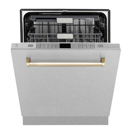 ZLINE Autograph Edition 24" Dishwasher DuraSnow, Gold DWMTZ-SN-24-G