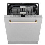 ZLINE Autograph Edition 24" Dishwasher DuraSnow, Gold DWMTZ-SN-24-G