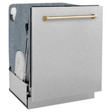 ZLINE Autograph Edition 24" Dishwasher DuraSnow, Gold DWMTZ-SN-24-G