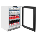 ZLINE Autograph Edition 24 in. Touchstone 151 Can Beverage Fridge With Panel Ready Glass Door And Matte Black Handle RBSPOZ-24-MB