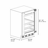 ZLINE Autograph Edition 24 in. Touchstone 151 Can Beverage Fridge With Panel Ready Glass Door And Matte Black Handle RBSPOZ-24-MB