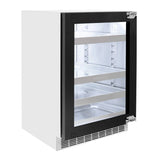ZLINE Autograph Edition 24 in. Touchstone 151 Can Beverage Fridge With Panel Ready Glass Door And Matte Black Handle RBSPOZ-24-MB