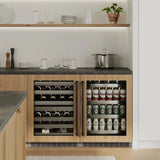 ZLINE Autograph Edition 24 in. Touchstone 151 Can Beverage Fridge With Stainless Steel Glass Door And Matte Black Handle RBSOZ-GS-24-MB