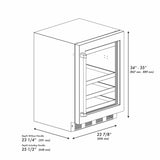 ZLINE Autograph Edition 24 in. Touchstone 151 Can Beverage Fridge With Stainless Steel Glass Door And Matte Black Handle RBSOZ-GS-24-MB
