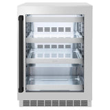 ZLINE Autograph Edition 24 in. Touchstone 151 Can Beverage Fridge With Stainless Steel Glass Door And Matte Black Handle RBSOZ-GS-24-MB