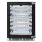 ZLINE Autograph Edition 24 in. Touchstone Dual Zone 44 Bottle Wine Cooler With Panel Ready Glass Door And Matte Black Handle RWDPOZ-24-MB