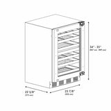 ZLINE Autograph Edition 24 in. Touchstone Dual Zone 44 Bottle Wine Cooler With Panel Ready Glass Door And Matte Black Handle RWDPOZ-24-MB