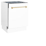 ZLINE Autograph White Door 24" Dishwasher, Gold Handle DWVZ-WM-24-G