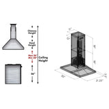 ZLINE Convertible Vent Island Mount Range Hood in Black Stainless Steel BSGL2iN-42