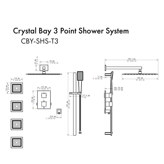 ZLINE Crystal Bay Thermostatic Shower System with Body Jets CBY-SHS-T3-CH