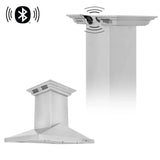 ZLINE Ducted Vent Island Mount Range Hood in Stainless Steel with Built-in ZLINE CrownSound Bluetooth Speakers GL1iCRN-BT-36