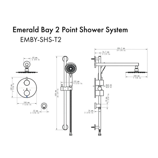 ZLINE Emerald Bay Thermostatic Shower System EMBY-SHS-T2-BN