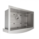 ZLINE Farmhouse 33" Single Bowl Apron Sink, Stainless Steel, SAS-33