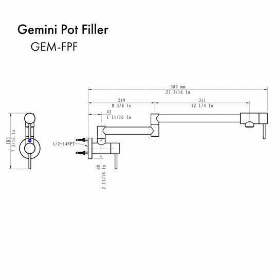 ZLINE Gemini Pot Filler GEM-FPF-BN
