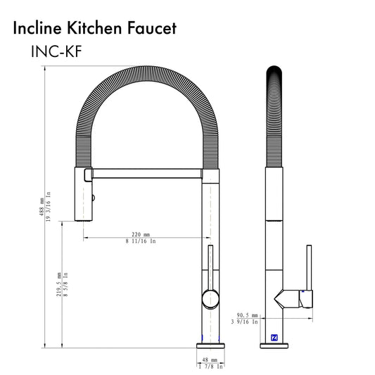 ZLINE Incline Kitchen Faucet INC-KF-BN