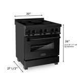 ZLINE Induction Range with a 4 Element Stove and Electric Oven in Black Stainless Steel RAIND-BS-30