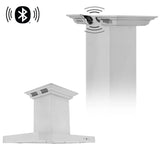 Zline Island Mount Range Hood in Stainless Steel with Built-in ZLINE CrownSound™ Bluetooth Speakers KE2iCRN-BT