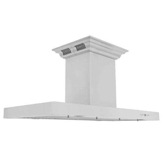 Zline Island Mount Range Hood in Stainless Steel with Built-in ZLINE CrownSound™ Bluetooth Speakers KE2iCRN-BT-48