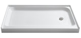 ANZZI Tier 60" x 32" Single Threshold Shower Pan, Durable Marine Grade Acrylic, cUPC Certified, 3-Wall Alcove Installation, Various Drain Options