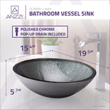 Onyx Series 20 in. Bathroom Vessel Sink with Scratch-Tough and Stain-Resistant Non-Porous Surface in Black Glass