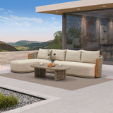 PURPLE LEAF Hailar L-Shaped Patio Conversation Set with Genuine Teak Cushions and Pillows Olefin Rope Backres Outdoor Couch Sets for Backyard Porch