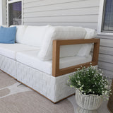PURPLE LEAF Griffin Symmetrical Patio Conversation Set White with Cushion Pillows Ottoman and Premium Leather for Luxury Outdoor Living