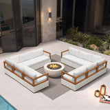 PURPLE LEAF Griffin Symmetrical Patio Conversation Set White with Cushion Pillows Ottoman and Premium Leather for Luxury Outdoor Living