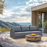 PURPLE LEAF Sanori Classical without Table Grey Patio Conversation Set with  Cushions and Ottoman for Deck