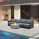 PURPLE LEAF Sanori Classical without Table Grey Patio Conversation Set with  Cushions and Ottoman for Deck
