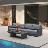 PURPLE LEAF Sanori Classical with Table Grey Patio Conversation Set with  Cushions and Ottoman for Poolside
