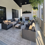 PURPLE LEAF Sanori L-Shaped Patio Couch Set Modular Sofa with Grey Cushions and Ottoman for Backyard