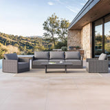 PURPLE LEAF Sanori Classical with Table Grey Patio Conversation Set with  Cushions and Ottoman for Poolside