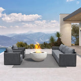 PURPLE LEAF Sanori Classical without Table Grey Patio Conversation Set with  Cushions and Ottoman for Deck