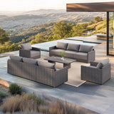 PURPLE LEAF Sanori Classical with Table Grey Patio Conversation Set with  Cushions and Ottoman for Poolside