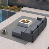PURPLE LEAF Sanori L-Shaped Patio Couch Set Modular Sofa with Grey Cushions and Ottoman for Backyard