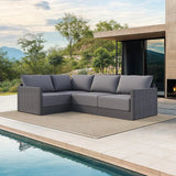PURPLE LEAF Sanori L-Shaped Patio Couch Set Modular Sofa with Grey Cushions and Ottoman for Backyard