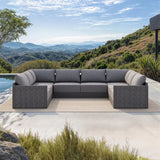 PURPLE LEAF Sanori L-Shaped Patio Couch Set Modular Sofa with Grey Cushions and Ottoman for Backyard