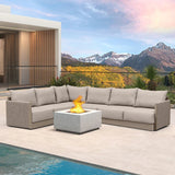PURPLE LEAF Sanori L-Shaped Patio Couch Set Modular Sofa with Beige Cushions and Ottoman for Backyard