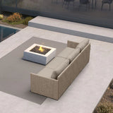 PURPLE LEAF Sanori Classical without Table Beige Patio Conversation Set with  Cushions and Ottoman for Deck