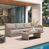 PURPLE LEAF Sanori Classical with Table Beige Patio Conversation Set with  Cushions and Ottoman for Poolside
