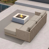 PURPLE LEAF Sanori L-Shaped Patio Couch Set Modular Sofa with Beige Cushions and Ottoman for Backyard