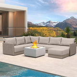 PURPLE LEAF Sanori L-Shaped Patio Couch Set Modular Sofa with Beige Cushions and Ottoman for Backyard